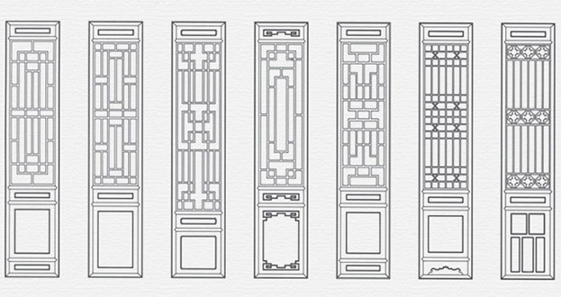 东乡常用中式仿古花窗图案隔断设计图